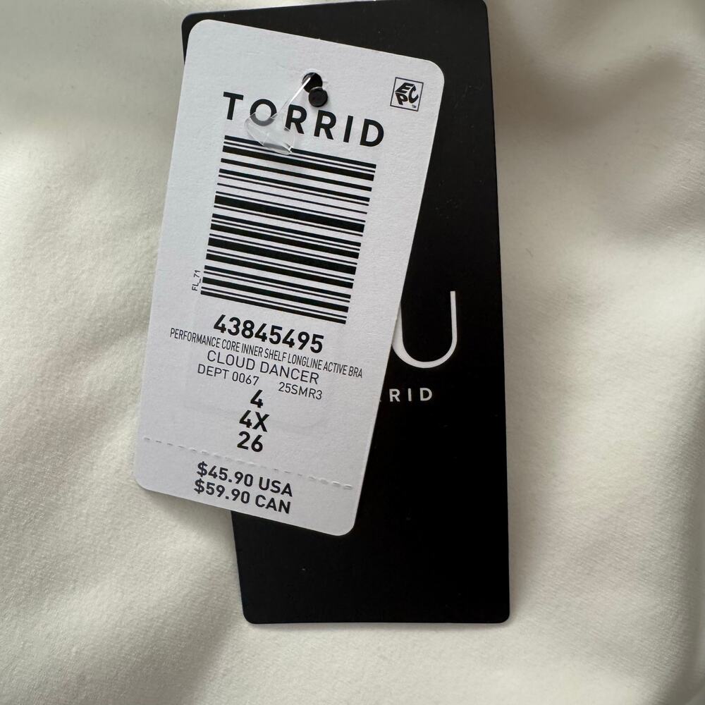Torrid Performance Core Longline Active Bra Tank White/Black 4X NWT - Picture 7 of 10